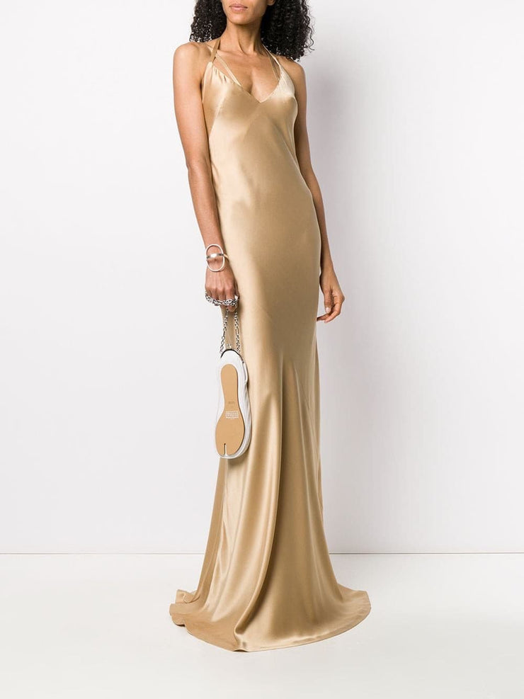 Gold-tone silk maxi dress